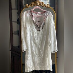 NWT Monique Leshman 100% Silk Southwestern Transparent Embellished Tunic